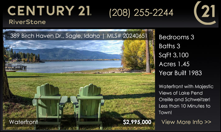 Two waterfront homes on 68.47 acres consisting of 4 separate parcels and approximately 3000 feet of frontage on the Pend Oreille
