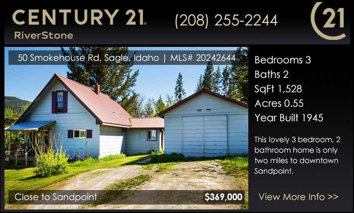 This lovely 3 bedroom, 2 bathroom home is only two miles to downtown Sandpoint