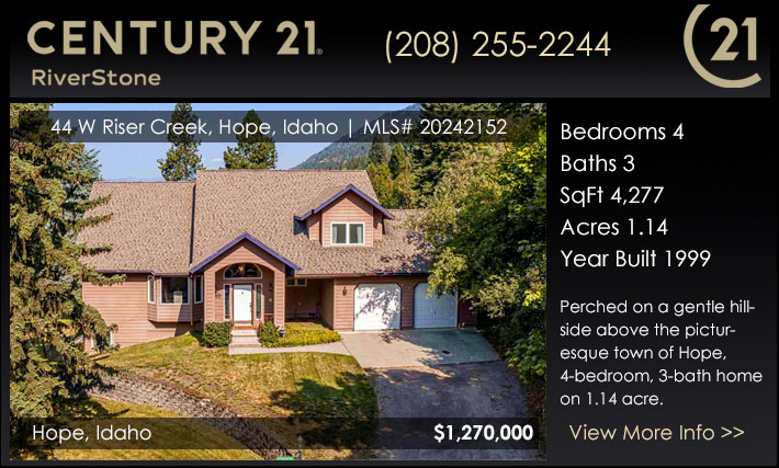 Perched on a gentle hillside above the picturesque town of Hope, Idaho