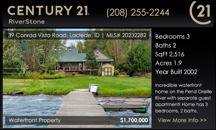 Incredible waterfront home on the Pend Oreille River with separate guest apartment