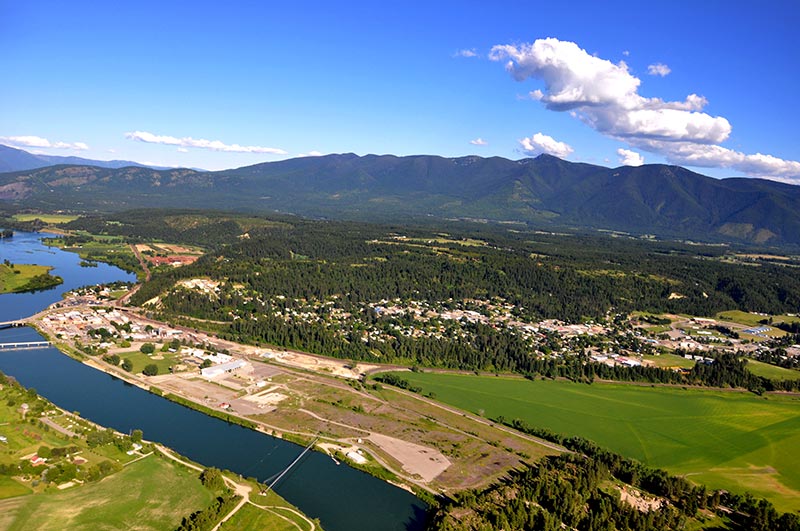 Aerial of the Town of Bonners Ferry