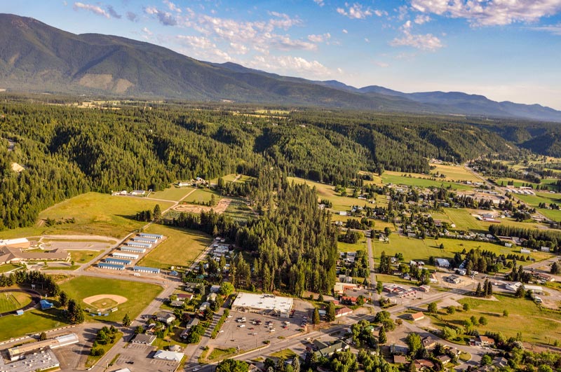 Bonners Ferry Aerial looking South East